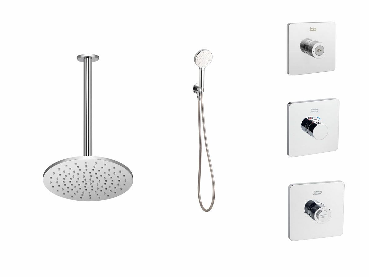 American Standard EasySET Thermo Controller + Round Overhead Hand Shower Chrome (3 Star)