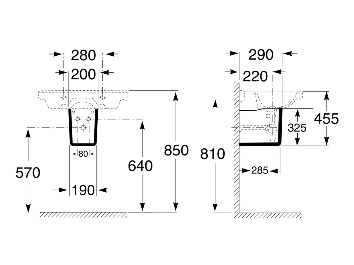 Roca Debba Semi Pedestal Suit 500mm Wall Basin White from Reece
