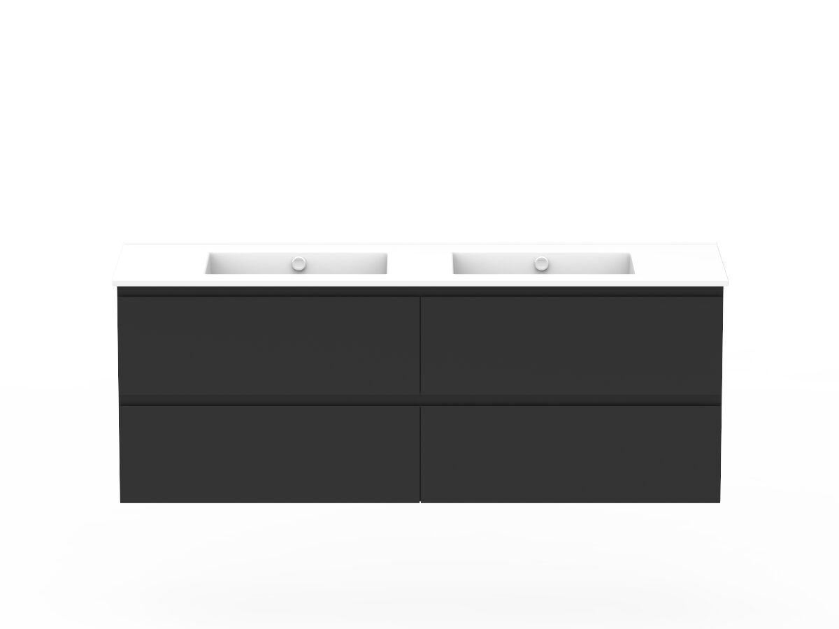 Posh Domaine Plus 1500mm Wall Hung Twin Vanity Unit AllDrawer Double