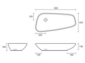 LAUFEN Palomba Counter Basin 900x420mm No Taphole White