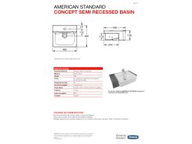 Technical Guide - American Standard Concept Semi Recessed Basin 1 Taphole White