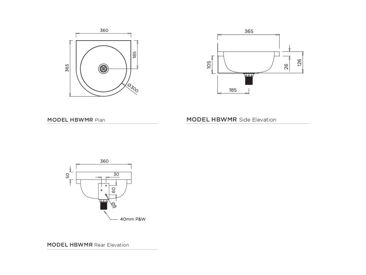 Britex Wall Mounted Round Basin Stainless Steel