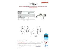 Specification Sheet - Mizu Drift Wall Basin/Bath Mixer Set Curved Spout with 2-Piece Cover Plate Trimset Brushed Nickel (6 Star)
