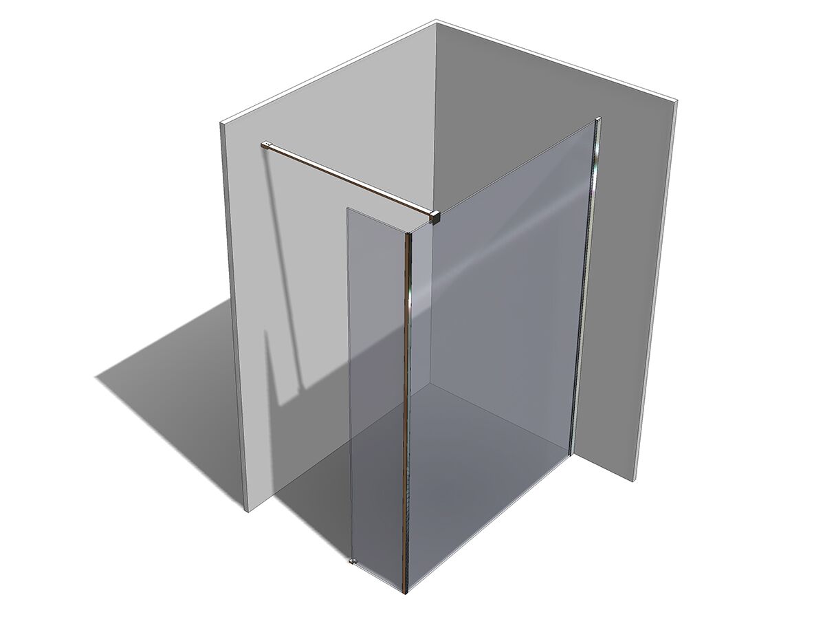 Kado Lux Fixed Shower Screen Panel with Side Panel and Wall Support 1400mm Chrome