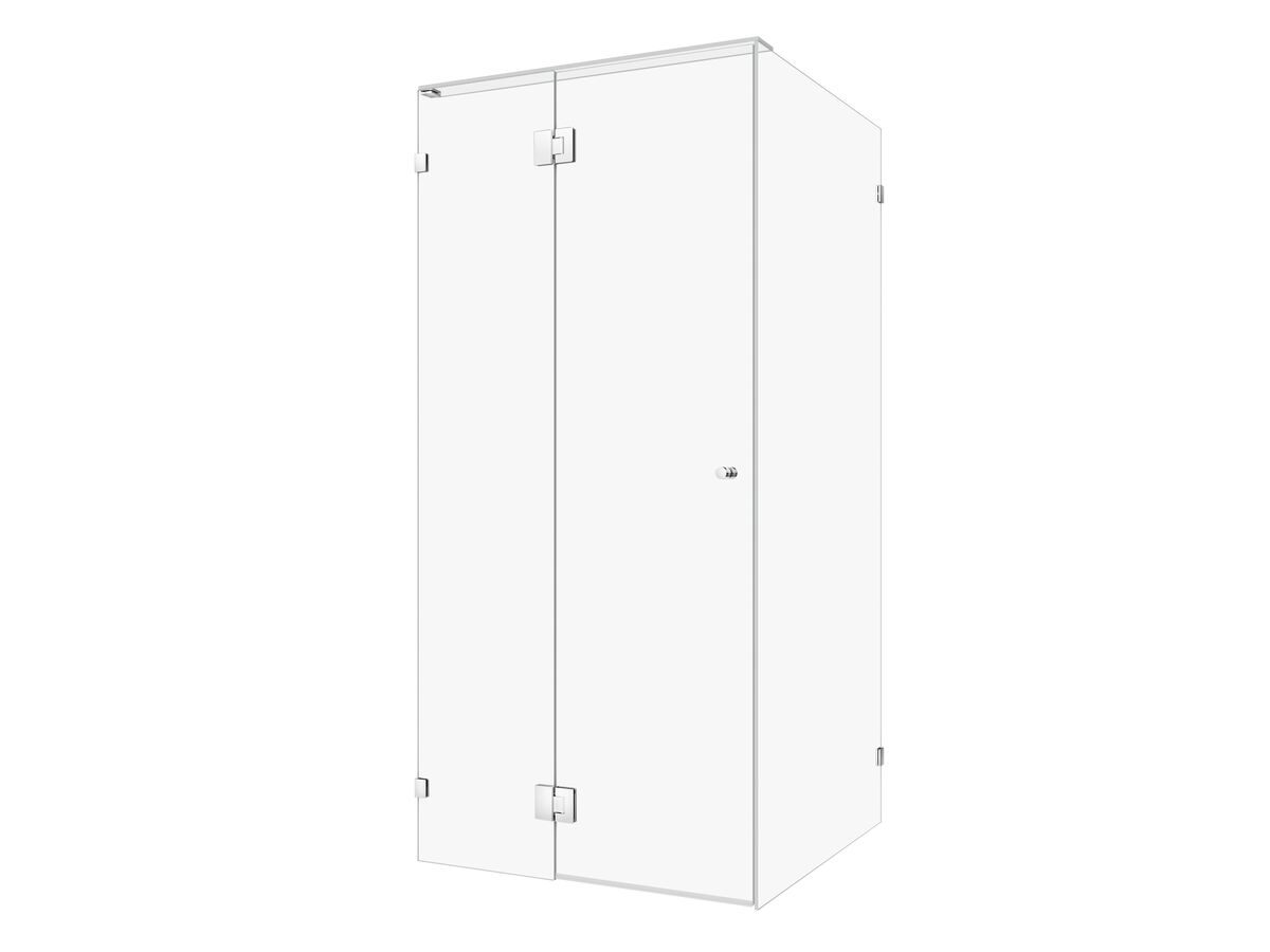 Hero - Kado Lux Frameless Enclosure with Wall Clips 1000 x 1000mm Chrome