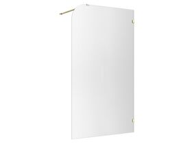 Hero - Kado Lux Frameless Curved Right Fluted Panel with Wall Clips 1200mm Brushed Brass