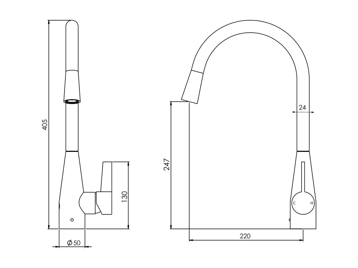 Memo Sia Sensor Gooseneck Sink Mixer Tap Dual Function Right Hand Lever (4 Star)