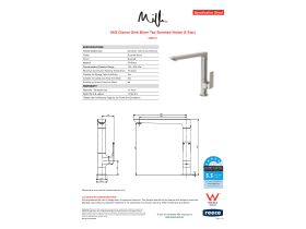 Specification Sheet - Milli Glance Sink Mixer Tap Brushed Nickel (5 Star)