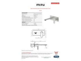 Specification Sheet - Mizu Silk Wall Basin Mixer Set Kit Brushed Nickel (6 Star)