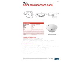 Technical Guide - Mizu Drift Semi-Recessed Basin 430mm 0 Taphole White