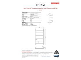 Specification Sheet - Mizu Drift MK2 550 x 1050mm Heated Towel Rail Low Voltage 24V Polished Stainless Steel