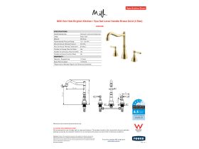 Specification Sheet - Milli Voir Hob English Kitchen / Spa Set Lever Handle Brass Gold (4 Star)