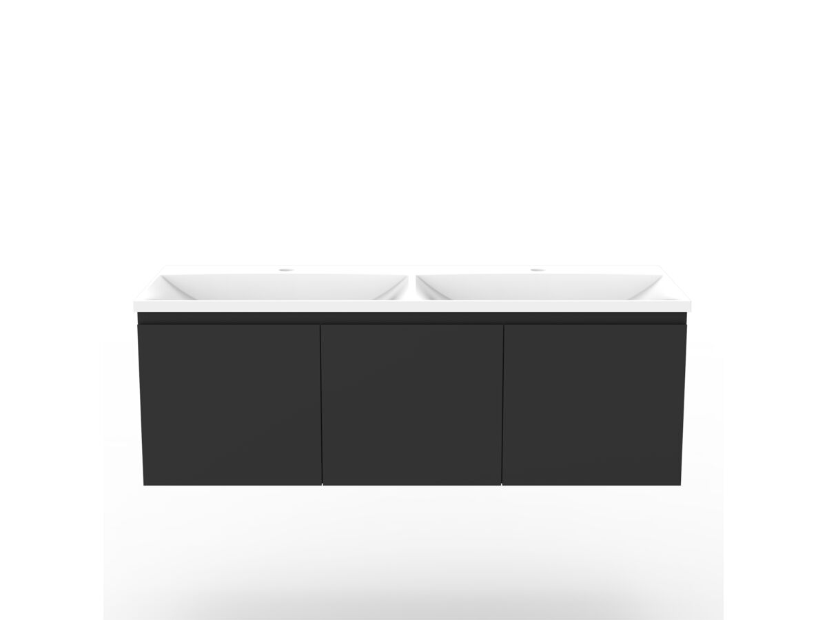 ADP Bayo Vanity Unit Wall Hung 3 Drawer 1 Internal Drawer Double Bowl 2 Taphole 1200mm