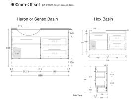 ADP Essence MKII Semi Recess Vanity Unit 1 Door, 2 Drawer No Basin 900mm