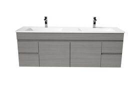 Espire Double Bowl Wall Hung Vanity Unit (Wave) 2 Door and 4 Drawer 1500mm