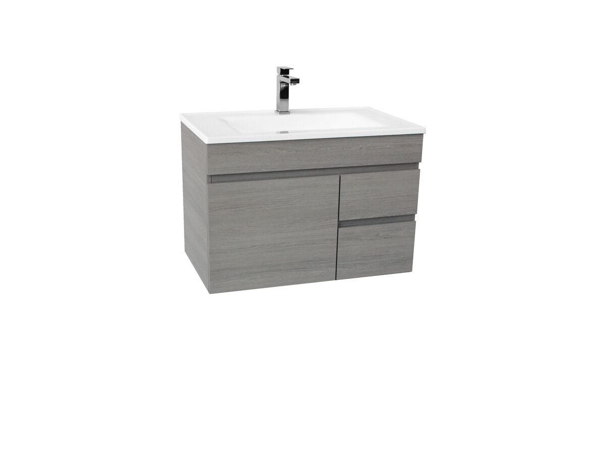 Espire Wall Hung Single Bowl Vanity Unit (Wave) 1 Door and 2 Drawer 760mm