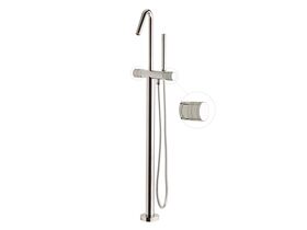 Milli Pure Floor Mounted Bath Mixer Tap with Handshower and Cirque Textured Handle Trimset Chrome (3 Star)