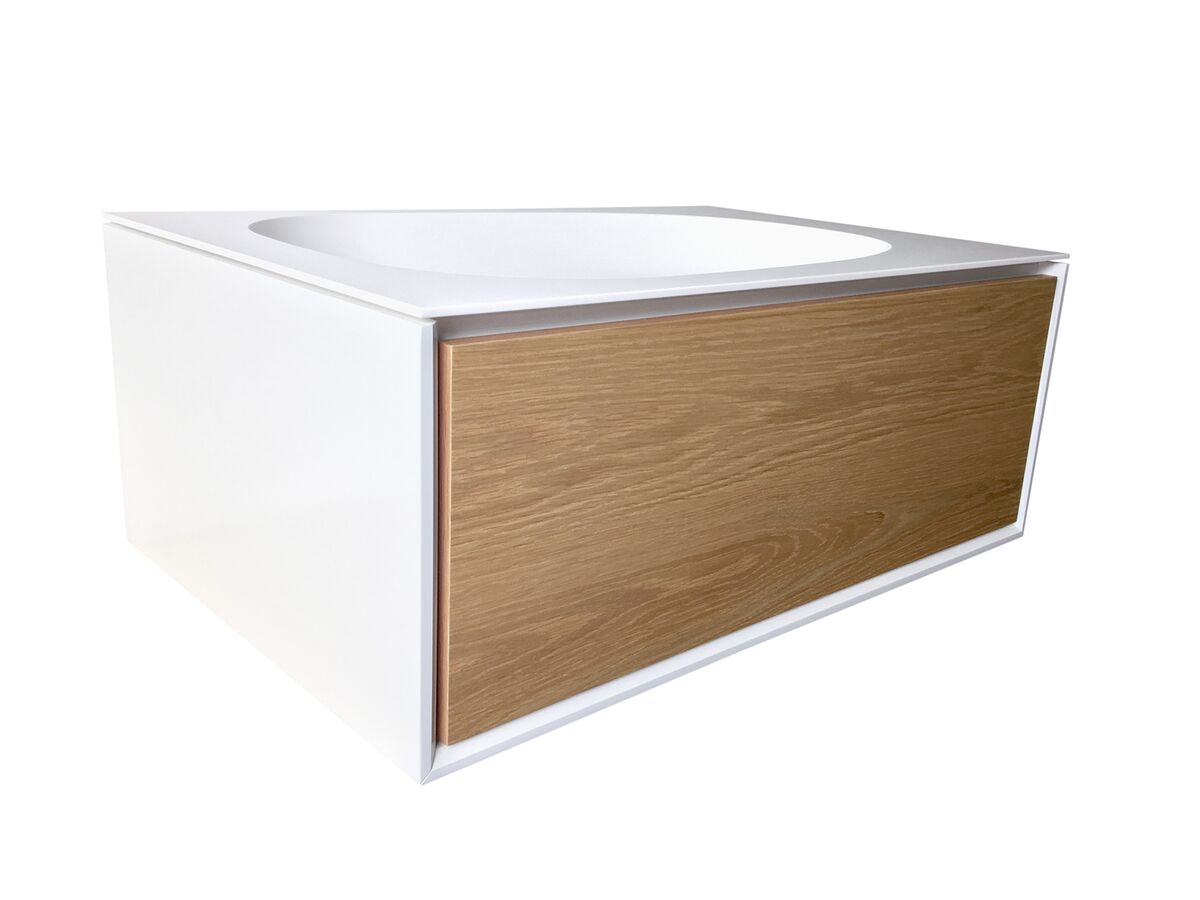 ISSY Glide 750mm Wall Hung Vanity Unit Single Bowl 1 Drawer Oak from Reece