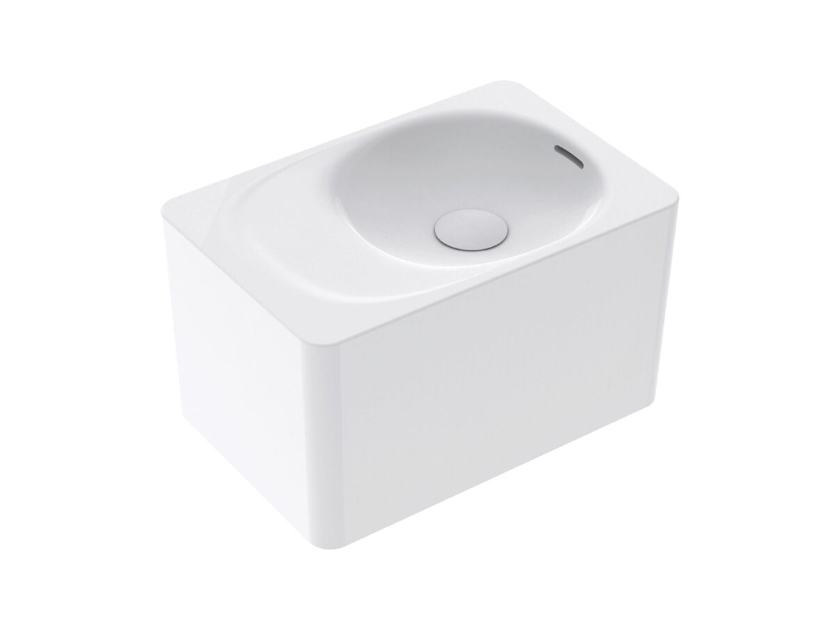 Kado Lussi 420mm Right Hand Wall Basin with Overflow No Taphole Matt White Solid Surface