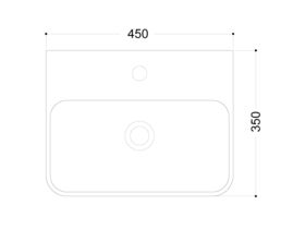 AXA Sheer Above Counter Basin 1 Taphole 450 x 350mm White