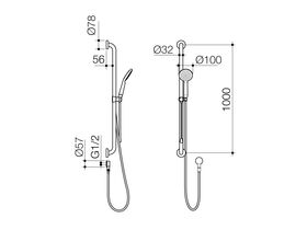 Caroma Care Support Accessible Shower Set 1000mm Rail (4 Star)
