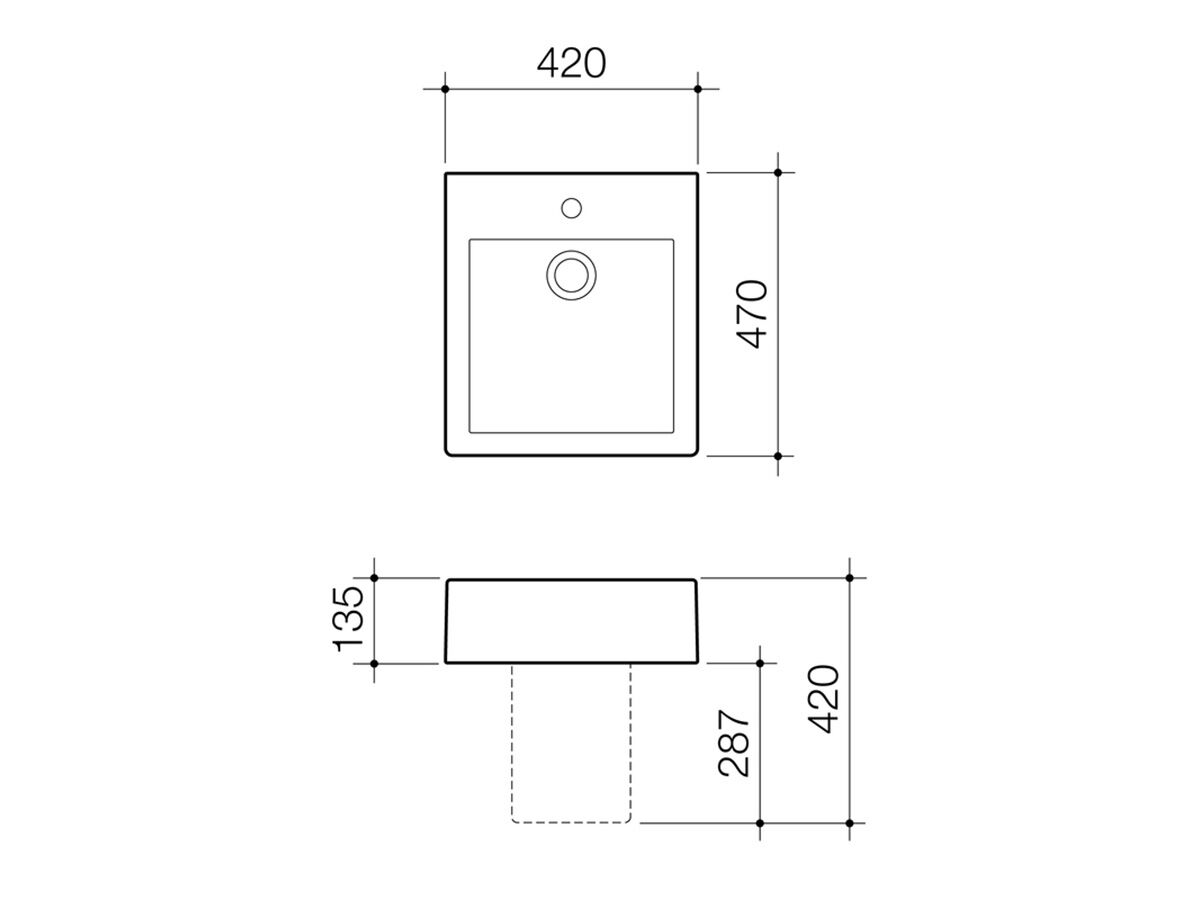 Caroma Liano Wall Basin 420mm 1 Taphole White