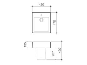 Caroma Liano Wall Basin 420mm 1 Taphole White