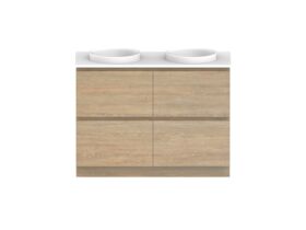 Posh Domaine All-Drawer Twin 1200mm Floor Mounted Vanity Unit Double Bowl Friday Quartz Top (No Basin)