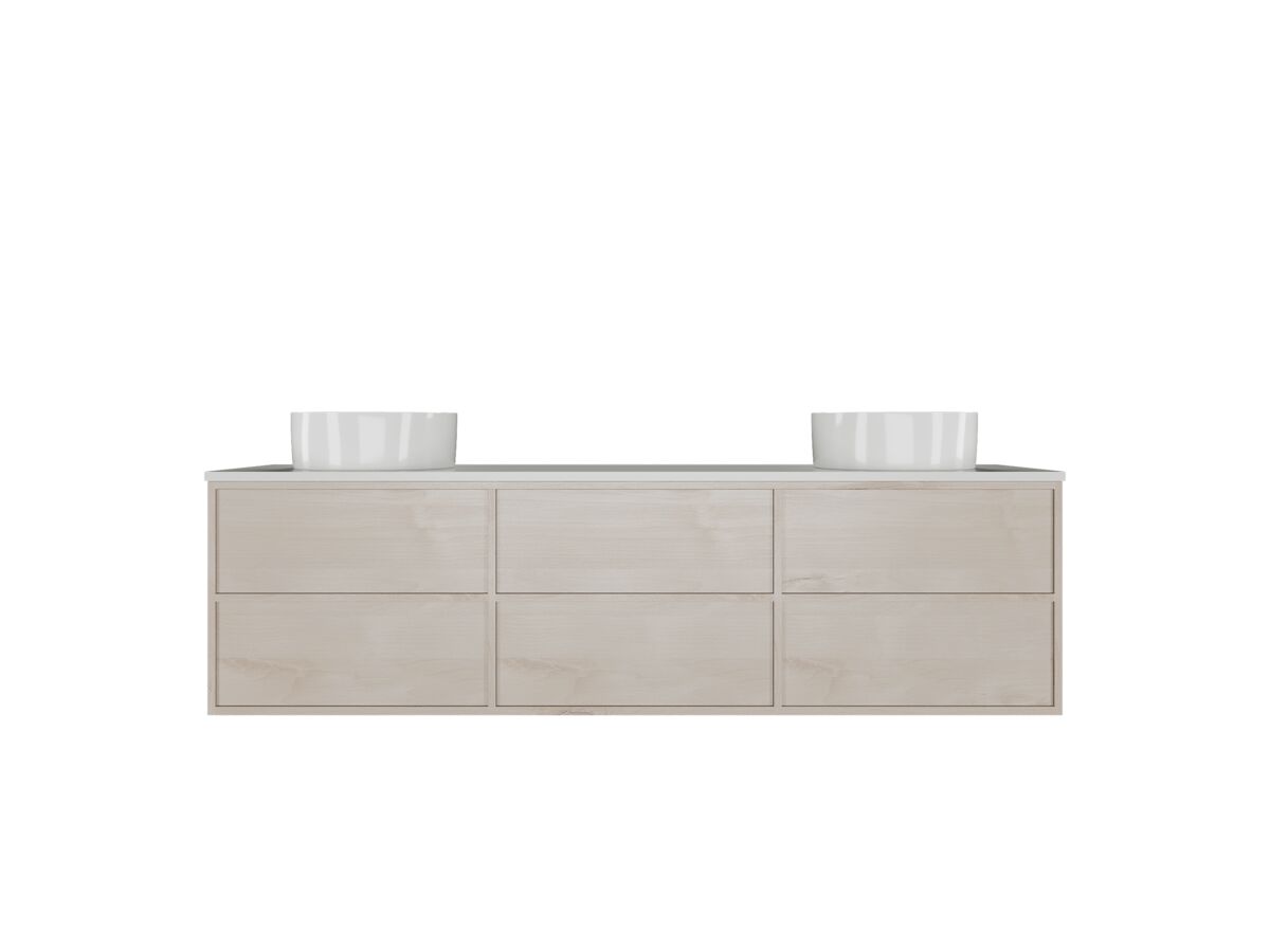 Kado Aspect Wall Hung Vanity Unit 1800mm Double Bowl 6 Drawer Corian 20mm Top
