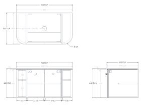 Kado Era 12mm Durasein Top Double Curve All Door 900mm Wall Hung Vanity with Center Basin