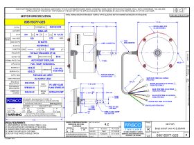 Specification Sheet - Fasco Fan Motor 240V 1 Speed 60W 8061S077-02S