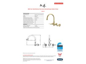 Specification Sheet - Milli Voir Wall Kitchen Set Lever Handle Brass Gold (4 Star)