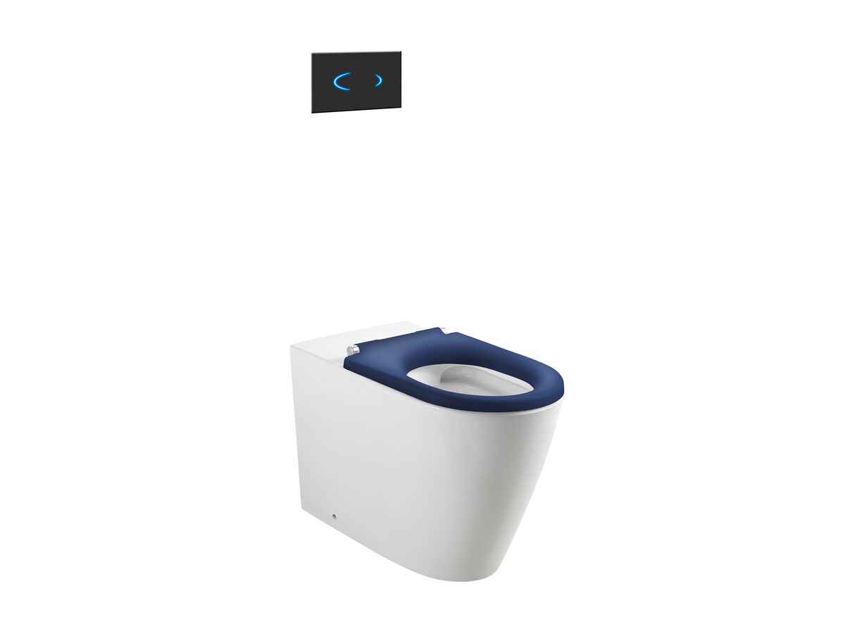 Wolfen Ambulant Back To Wall Rimless Pan with Inwall Cistern, Sensor Button, Single Flap Seat Blue (4 Star)