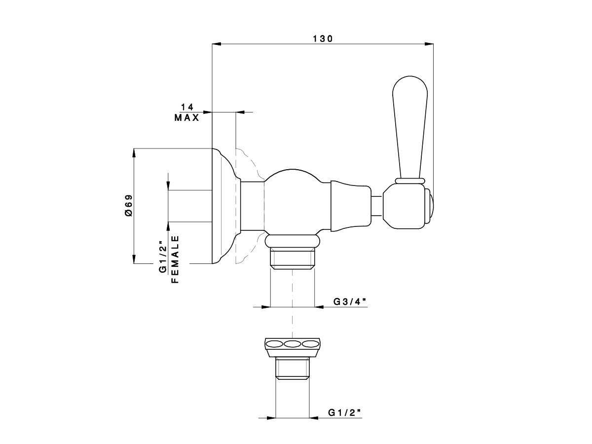 Classic Provincial Wall Top Assembly Lever Chrome