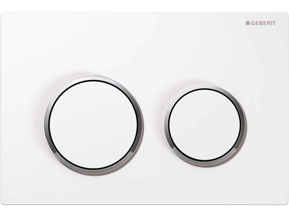 Geberit Omega 20 Dual Flush Button White/ Chrome/ White from Reece