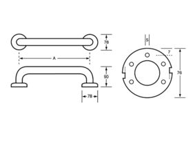 Disabled Grab Rail with Concealed Fixing 300 x 32mm Stainless Steel