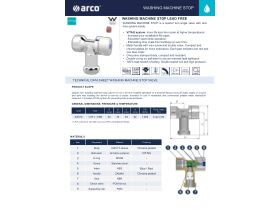 Specification Sheet - Arco Right Angle Washing Machine Stop & Non Return Valve 20mm x 15mm Chrome Plated Lead Free