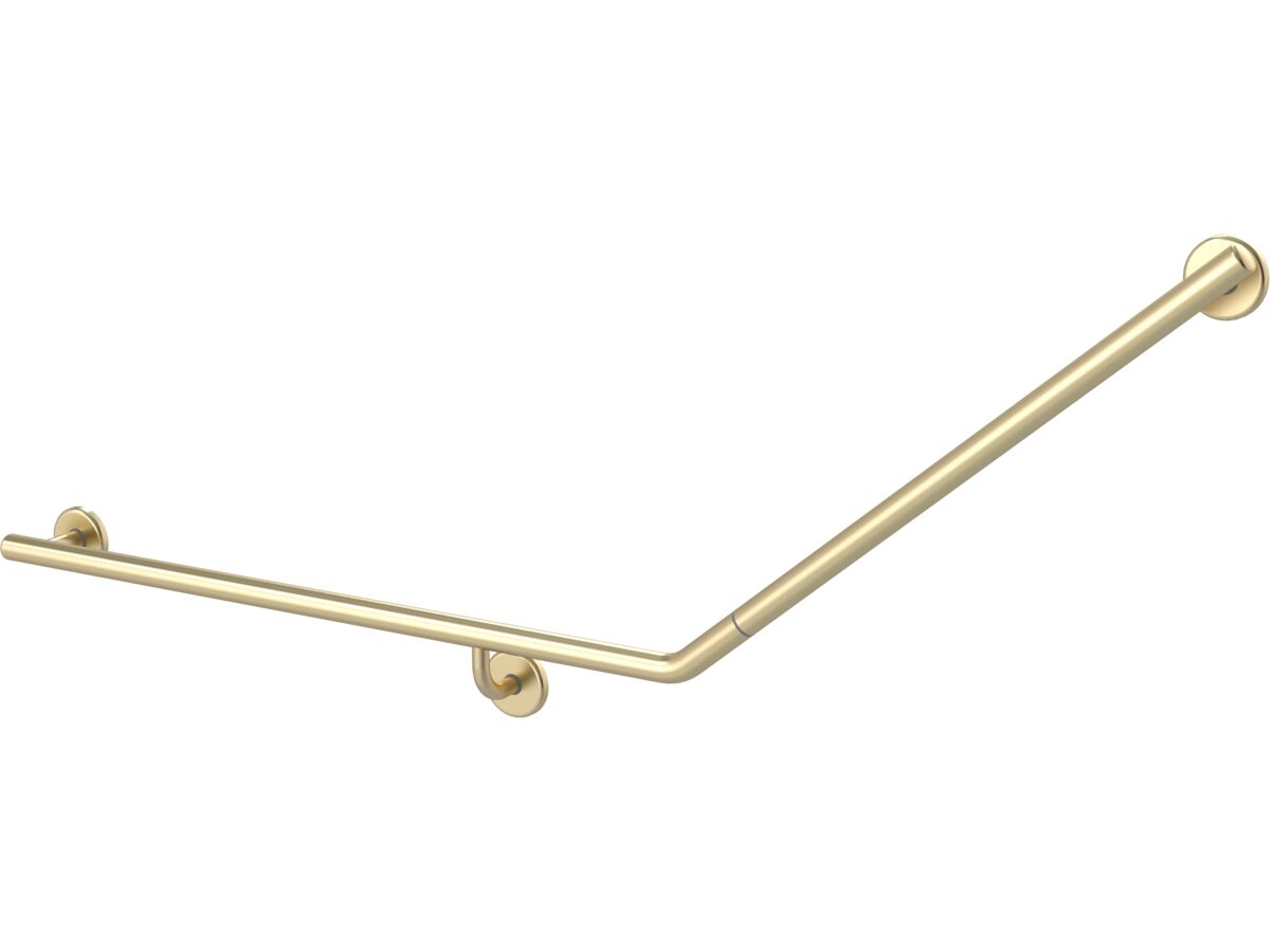 Mizu Drift 840 x 715 x 40 Degree Accessible Toilet Grab Rail Modular Left Hand Brushed Brass
