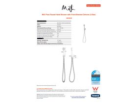 Specification Sheet - Milli Pure Round Handshower with Fixed Bracket Chrome (3 Star)