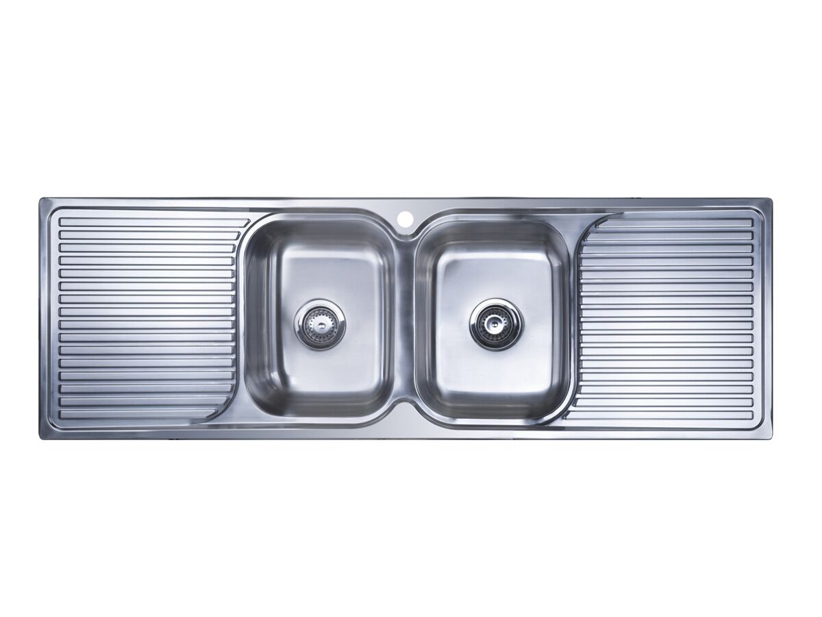 Posh Solus MK2 Double Bowl Double Drainer Sink 1 Taphole Stainless