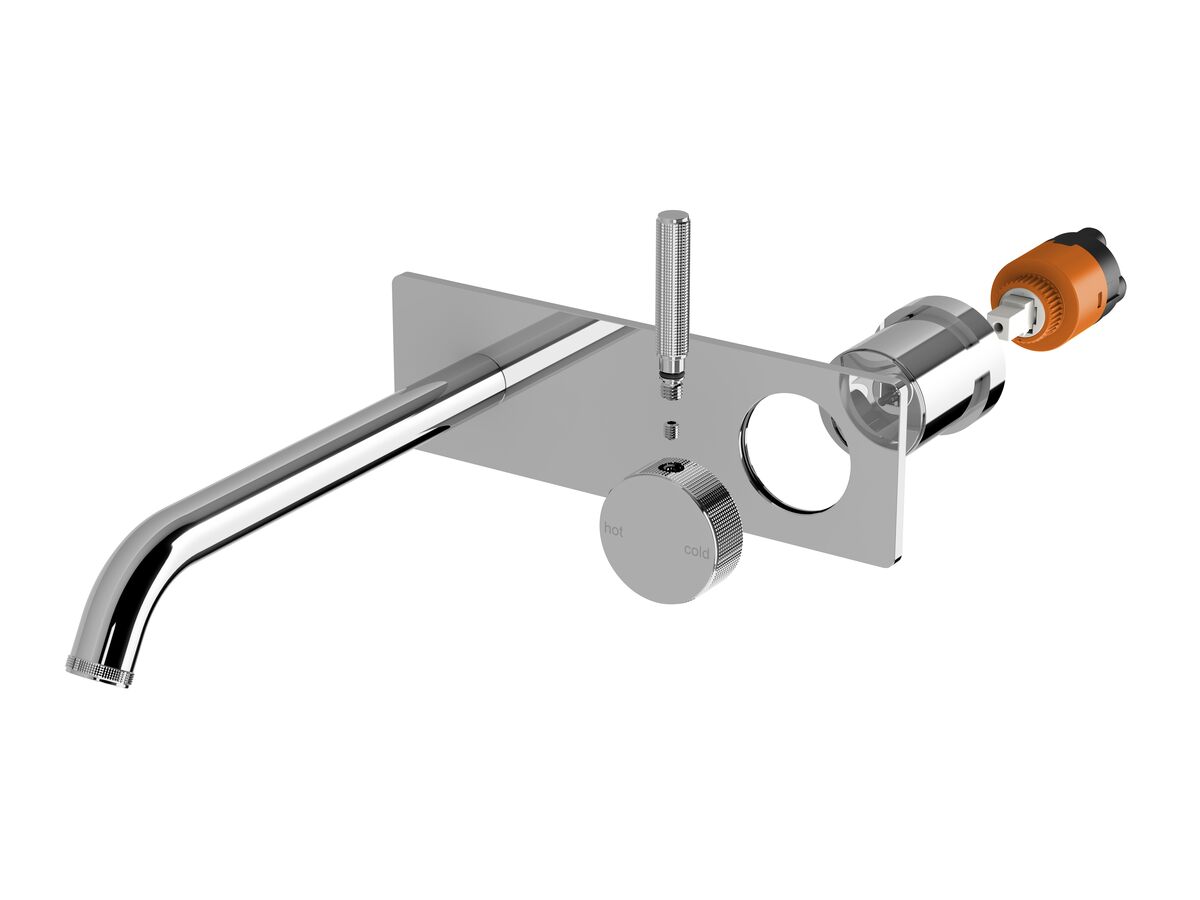 Hero - Milli Etch Wall Basin/Bath Mixer Tap Trimset Square Backplate Chrome (6 Star)