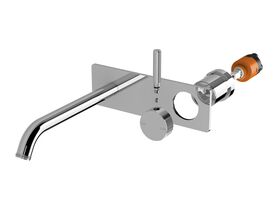 Hero - Milli Etch Wall Basin/Bath Mixer Tap Trimset Square Backplate Chrome (6 Star)