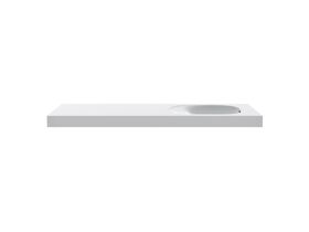 Kado Lussi 1500mm Single Wall Basin Right Hand Bowl with Overflow No Taphole Matte White Solid Surface