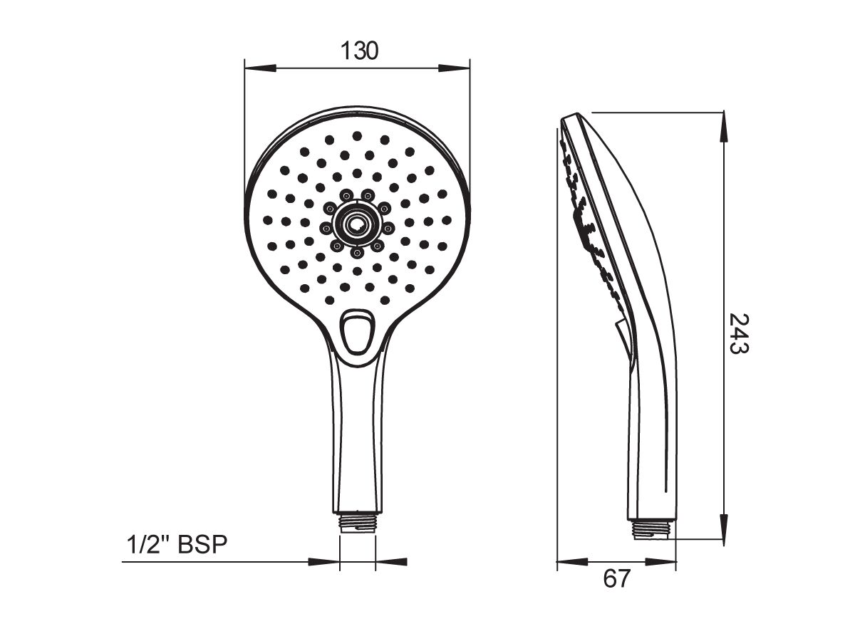 Posh Domaine Shower Handpiece Only 3 Function Chrome (4 Star) from Reece