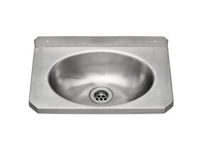 Wolfen Slimline Wall Hand Basin 400 x 240mm with Brackets No Taphole Stainless Steel