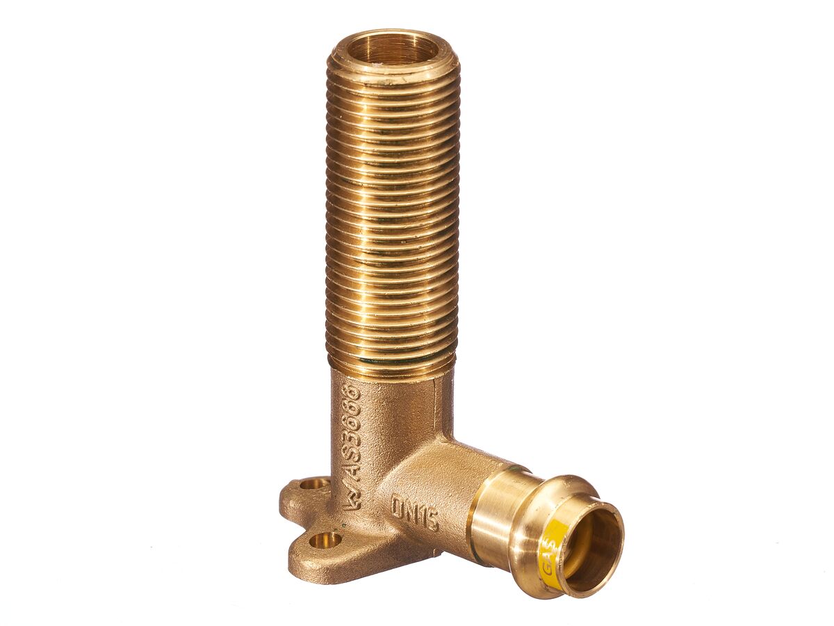 BPress Gas Wall Plate Elbow 15mm x 1/2" Male BSP from Reece