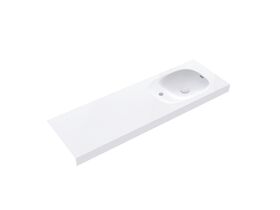 Kado Lussi 1500mm Single Wall Basin Right Hand Bowl with Overflow 1 Taphole Matte White Solid Surface