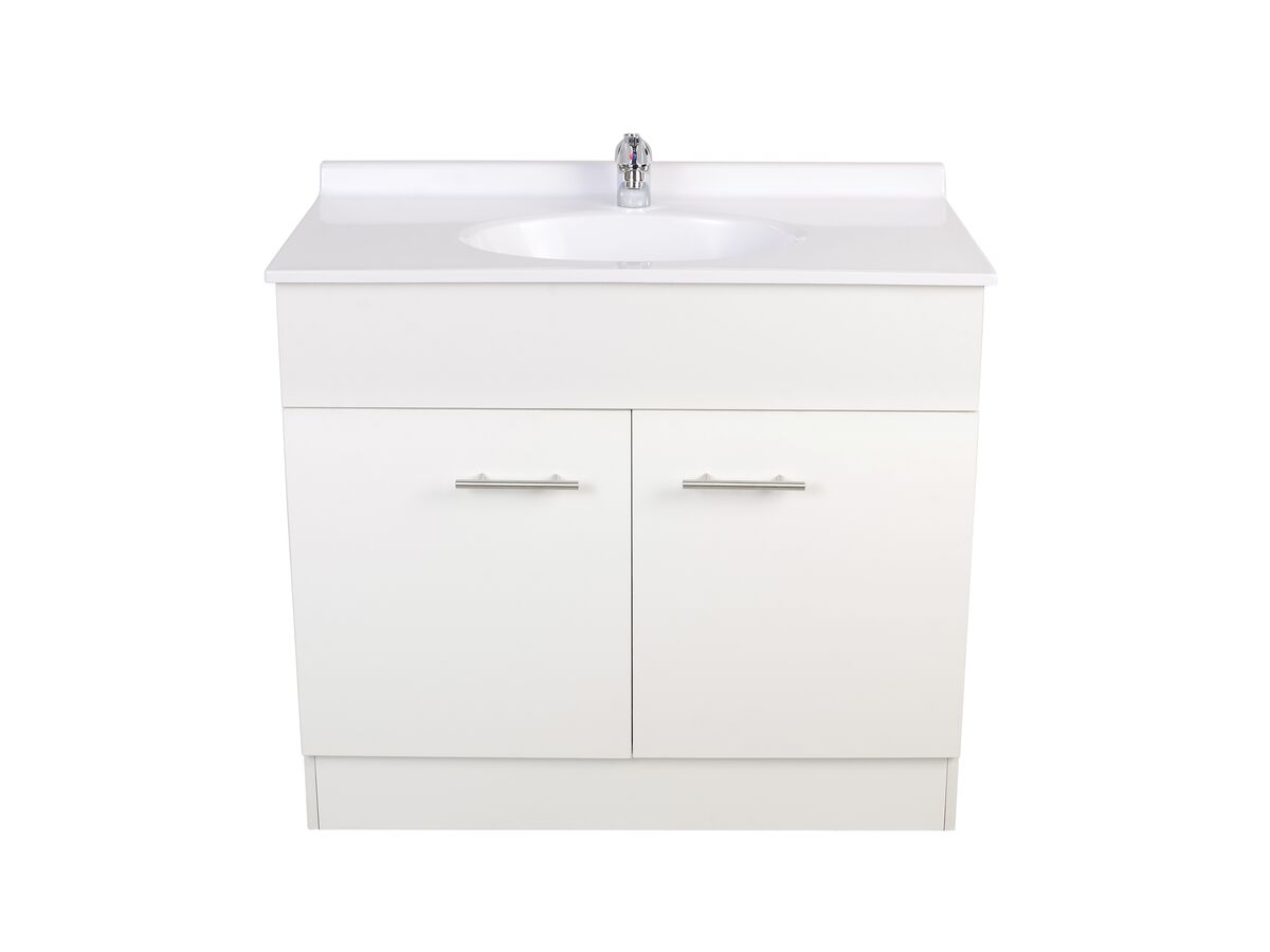 Base 2 Door Vanity Unit with Kick 1 Taphole 910mm White from Reece