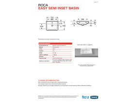 Technical Guide - Roca Easy Semi Inset Basin 550mm x 450mm 1 Taphole White