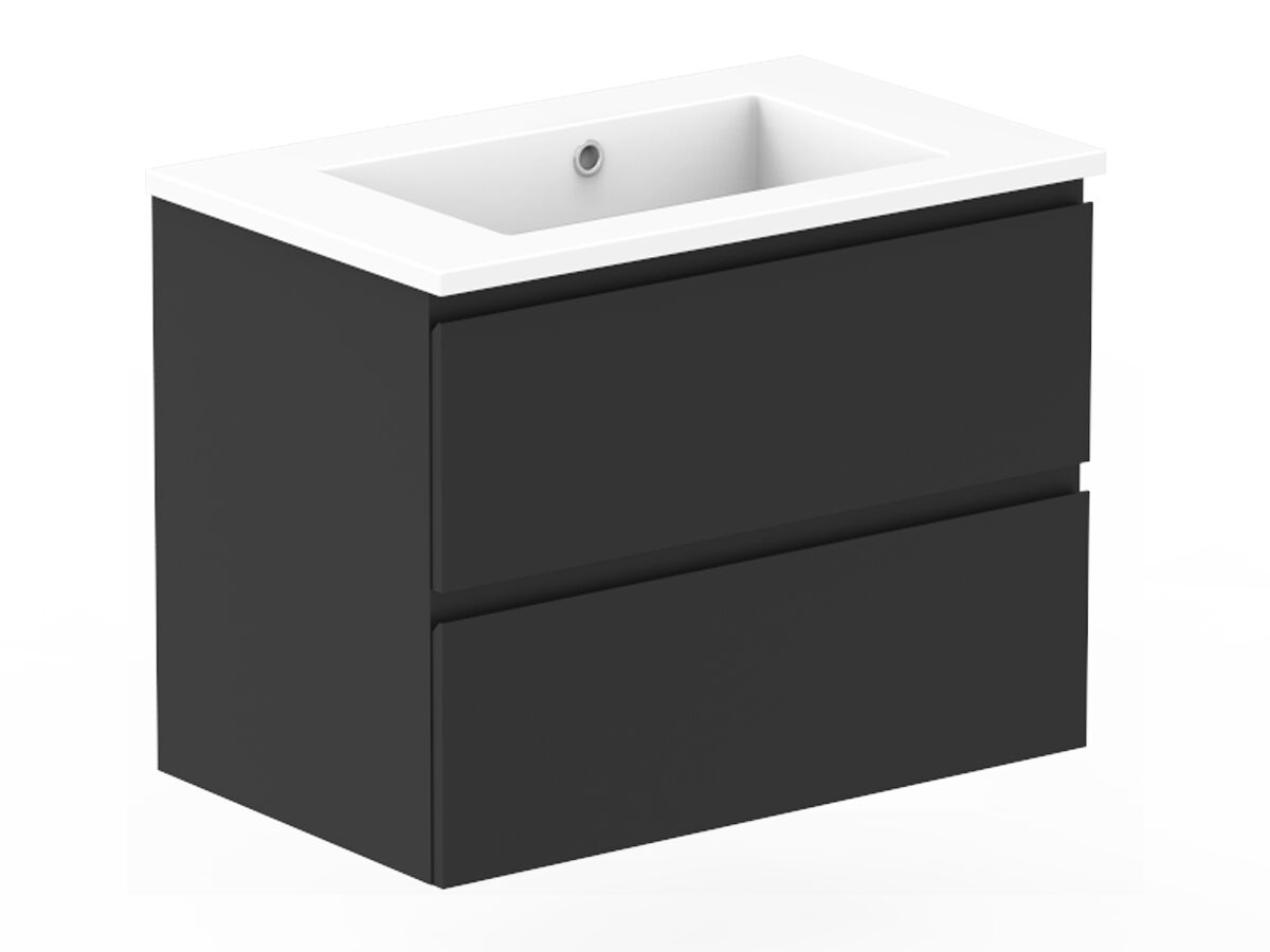 Posh Domaine Plus All-Drawer Twin 750mm Wall Hung Vanity Cast Marble Top Centre Basin